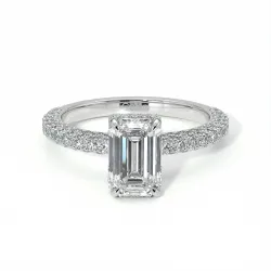 Anillo de Compromiso Diamante Pamina II Esmeralda Halo Oculto | Celinni Paris