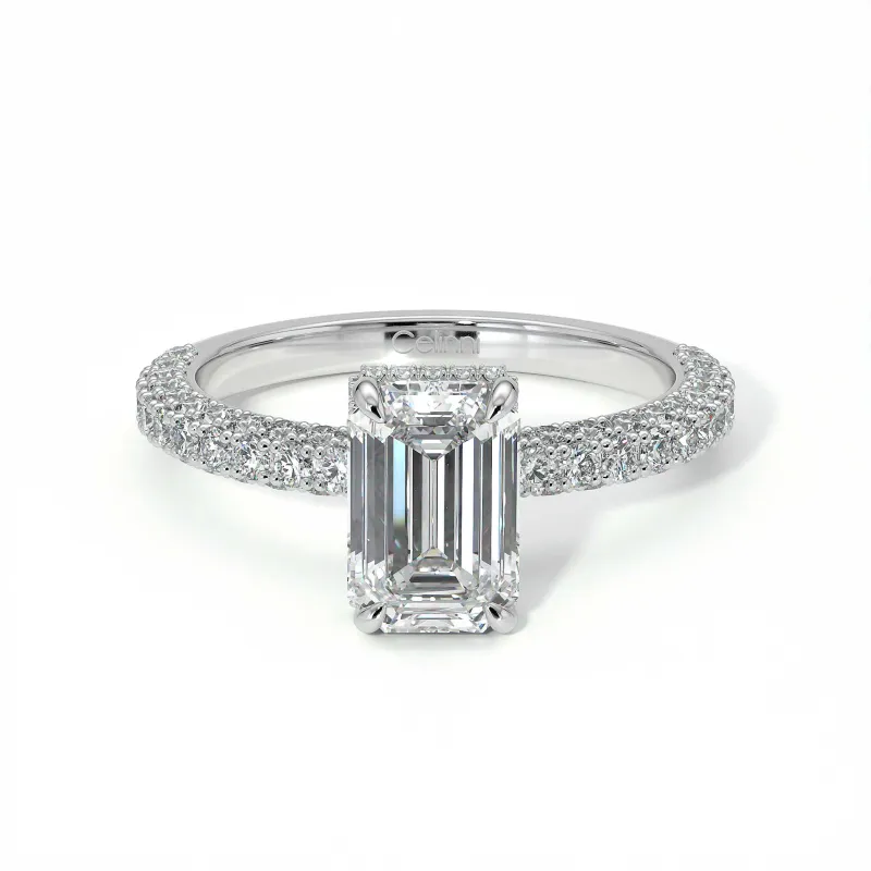 Bague de Fiançailles Pamina II Émeraude Halo Caché