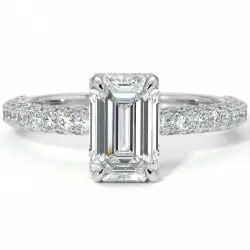 Verlobungsring Diamant Pamina II Smaragd Versteckter Halo | Celinni Paris