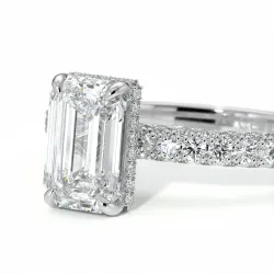 Anillo de Compromiso Diamante Pamina II Esmeralda Halo Oculto | Celinni Paris