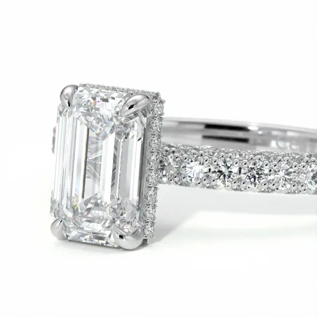 Anillo de Compromiso Pamina II Esmeralda Halo Oculto