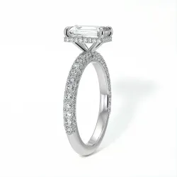 Pamina II Diamond Engagement Ring Hidden Emerald Halo | Celinni Paris