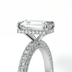 Anillo de Compromiso Diamante Pamina II Esmeralda Halo Oculto | Celinni Paris