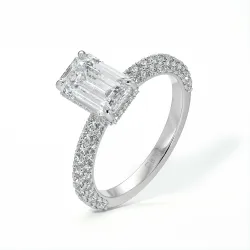 Bague de Fiançailles Diamant Pamina II Émeraude Halo Caché | Celinni Paris