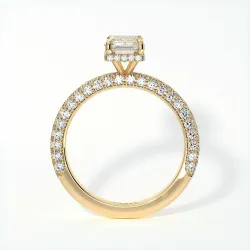 Pamina II Diamond Engagement Ring Hidden Emerald Halo | Celinni Paris