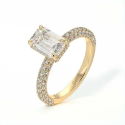 Bague de Fiançailles Diamant Pamina II Émeraude Halo Caché | Celinni Paris