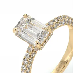 Bague de Fiançailles Diamant Pamina II Émeraude Halo Caché | Celinni Paris
