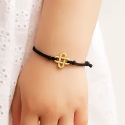 Pulsera infantil nudo infinito oro 18K cordón negro - Celinni