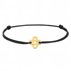 Kinderarmband Zwart Koord Oneindige Knoop 18K Goud