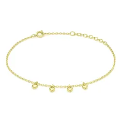 Chaîne de cheville avec breloques cœurs en or jaune 750 – 18K