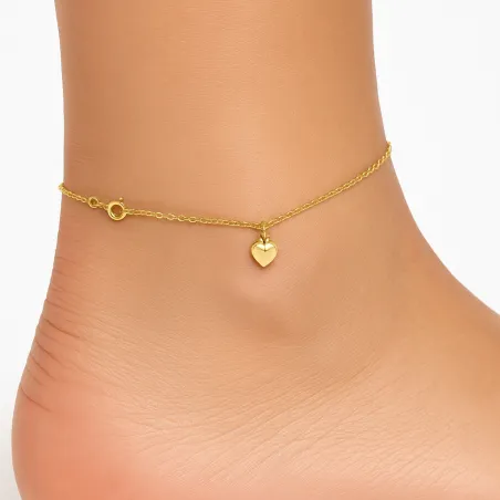 Chaîne de cheville avec pendentif cœur en or jaune 750 – 18K