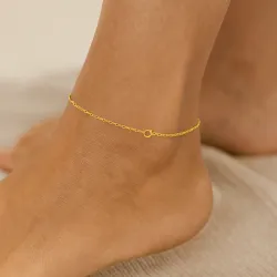Fine 18K gold curb anklet