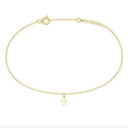 Chaîne de cheville avec pendentif croix en or jaune 750 – 18K