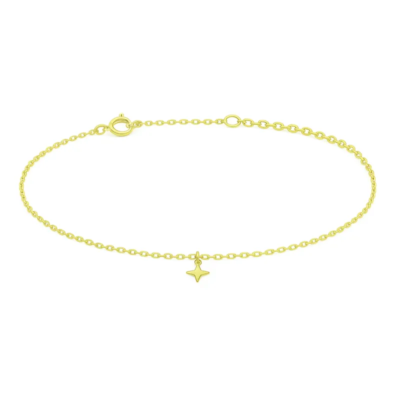 Chaîne de cheville avec pendentif étoile polie en or jaune 750 – 18K