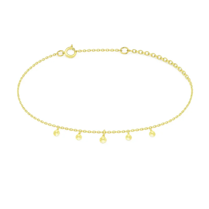 Chaîne de cheville pampilles rondes en or jaune 750 – 18K