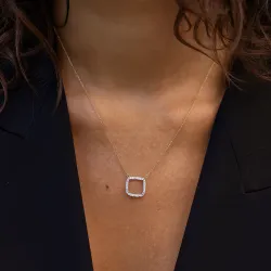 Pendentif Diamants Naturels Dream Carré – Or Bicolore 18K
