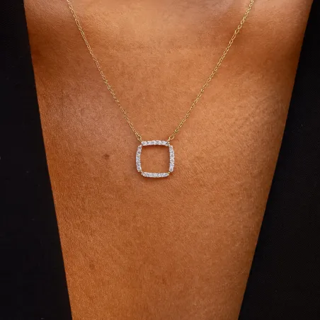 Pendentif Diamants Naturels Dream Carré en Or Bicolore18K