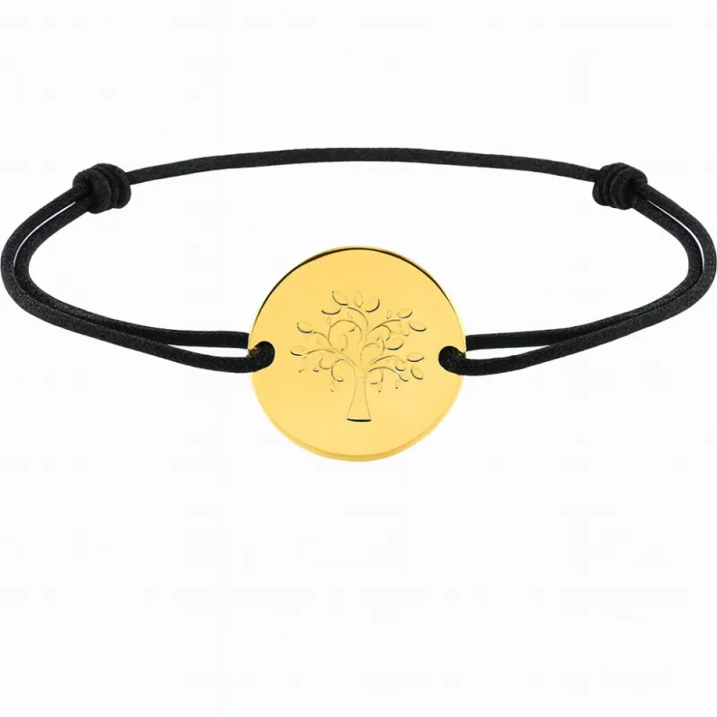 copy of Bracelet Cordon Noir Nœud Infini en Or Jaune 18 Carats