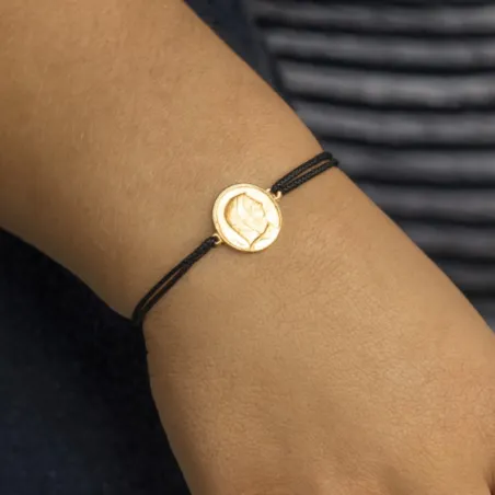 copy of Bracelet Cordon Noir Nœud Infini en Or Jaune 18 Carats