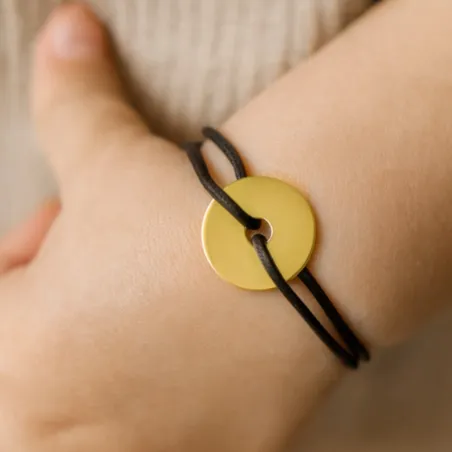 copy of Bracelet Cordon Noir Nœud Infini en Or Jaune 18 Carats