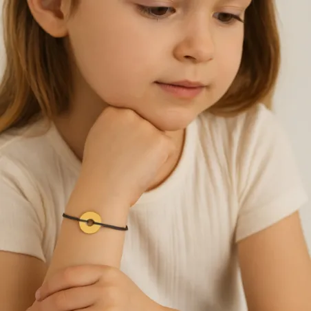 copy of Bracelet Cordon Noir Nœud Infini en Or Jaune 18 Carats