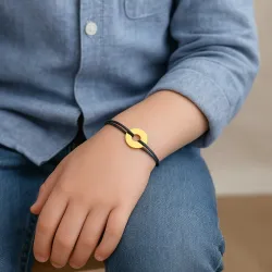 copy of Bracelet Cordon Noir Nœud Infini en Or Jaune 18 Carats