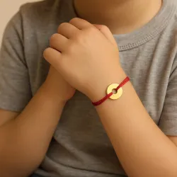 copy of Bracelet Cordon Noir Nœud Infini en Or Jaune 18 Carats