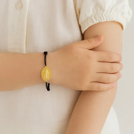 copy of Bracelet Cordon Noir Nœud Infini en Or Jaune 18 Carats