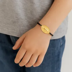 copy of Bracelet Cordon Noir Nœud Infini en Or Jaune 18 Carats