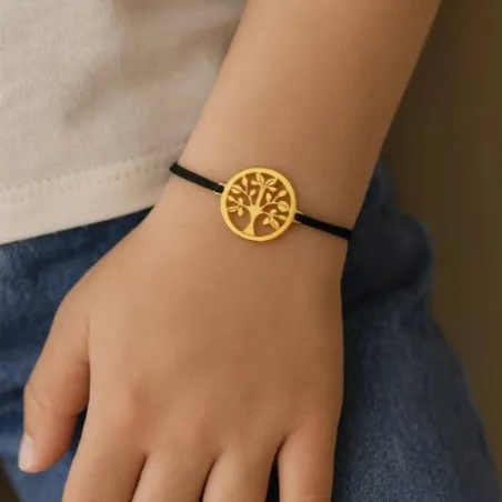 copy of Bracelet Cordon Noir Nœud Infini en Or Jaune 18 Carats