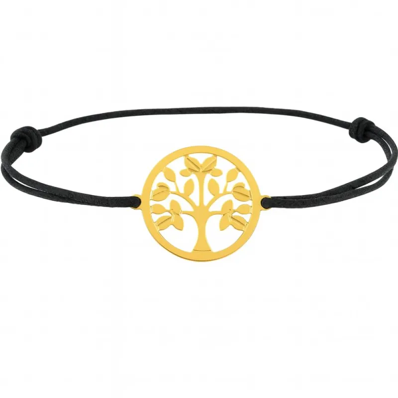 copy of Bracelet Cordon Noir Nœud Infini en Or Jaune 18 Carats