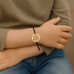 copy of Bracelet Cordon Noir Nœud Infini en Or Jaune 18 Carats