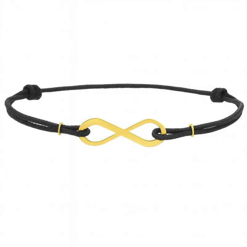 copy of Bracelet Cordon Noir Nœud Infini en Or Jaune 18 Carats
