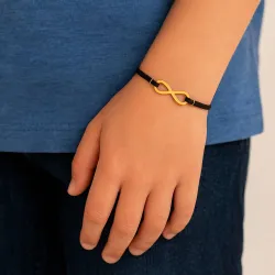 copy of Bracelet Cordon Noir Nœud Infini en Or Jaune 18 Carats