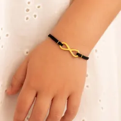 copy of Bracelet Cordon Noir Nœud Infini en Or Jaune 18 Carats