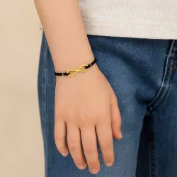 copy of Bracelet Cordon Noir Nœud Infini en Or Jaune 18 Carats