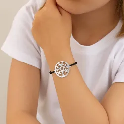 copy of Bracelet Cordon Noir Nœud Infini en Or Jaune 18 Carats