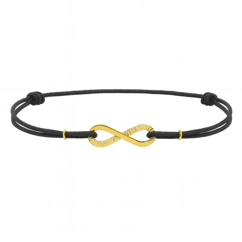 copy of Bracelet Cordon Noir Nœud Infini en Or Jaune 18 Carats