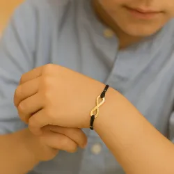 copy of Bracelet Cordon Noir Nœud Infini en Or Jaune 18 Carats