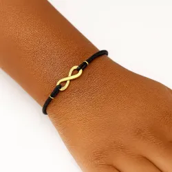 copy of Bracelet Cordon Noir Nœud Infini en Or Jaune 18 Carats