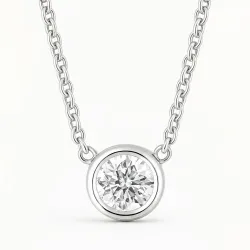 Pendentif Diamant Naturel Reine Or Blanc - Édition Fine