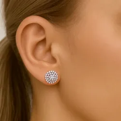 Puces d'Oreilles Diamants Roxane Ronde | Or 18K et Diamants