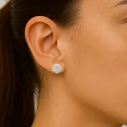 Vente Flash : Boucles d'oreilles Diamants Naturels 1 ct en Or Blanc 18K