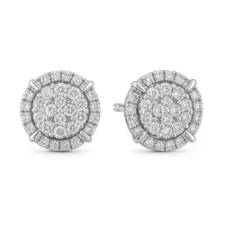 Halo Diamantohrringe 1 Karat aus 18K Weißgold | Celinni