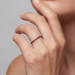LOVE Halb-Memoirering mit Naturgranaten aus 18K Wei&szlig;gold