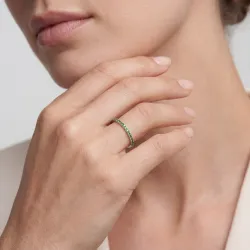 Media Alianza LOVE con Tsavoritas Verdes en Oro Blanco 18K