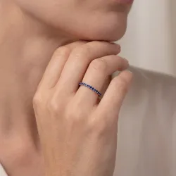 Media Alianza LOVE con Zafiros Azules en Oro Blanco 18K