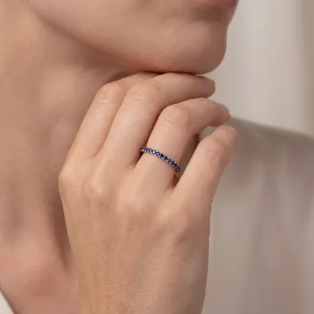 Flash Sale: LOVE Blue Sapphire Half Eternity Ring in White Gold