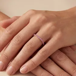 LOVE Pink Tourmaline Half Eternity Ring in 18K Rose Gold