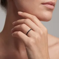 LOVE Black Diamond Half Eternity Ring in 18K Black Gold